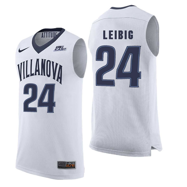 Villanova Wildcats 24 Tom Leibig White College Basketball Elite Jersey Dzhi